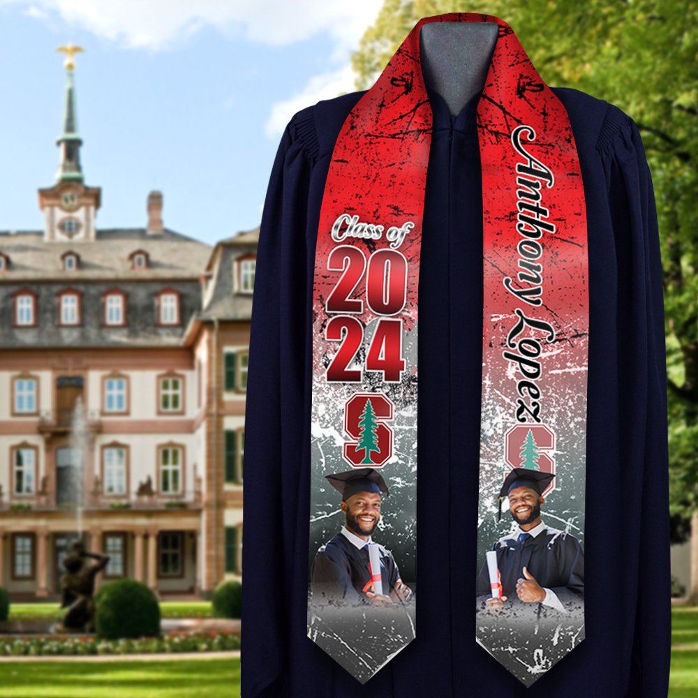 Custom Graduation Stoles/Sash with 2 Images for Class of 2024 - Special Graduation Gift FC