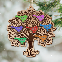 Thumbnail for Personalized Family Tree Bird Grandkids Grandma Christmas Layered Wood Ornament , Christmas Gift For Family AE