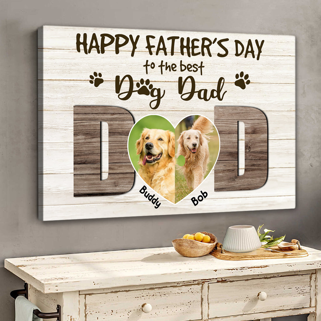 Thank you Dog Dad - Personalized Pet Photo Canvas AK