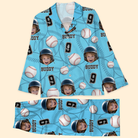 Thumbnail for Personalized Upload Photo Custom Face Baseball Sport Pajamas, Gift For Baseball Lover AB