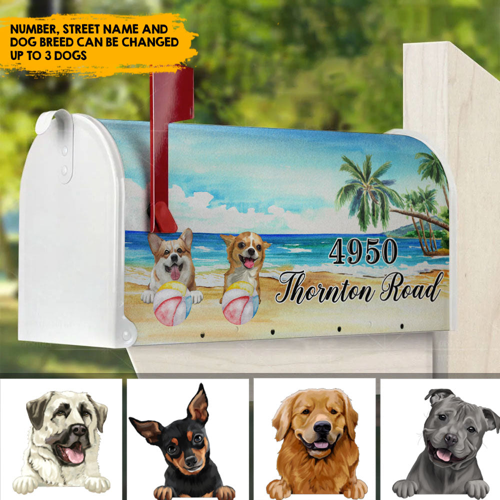 Dog Ball Tropical Beach - Customized Address Mailbox AF