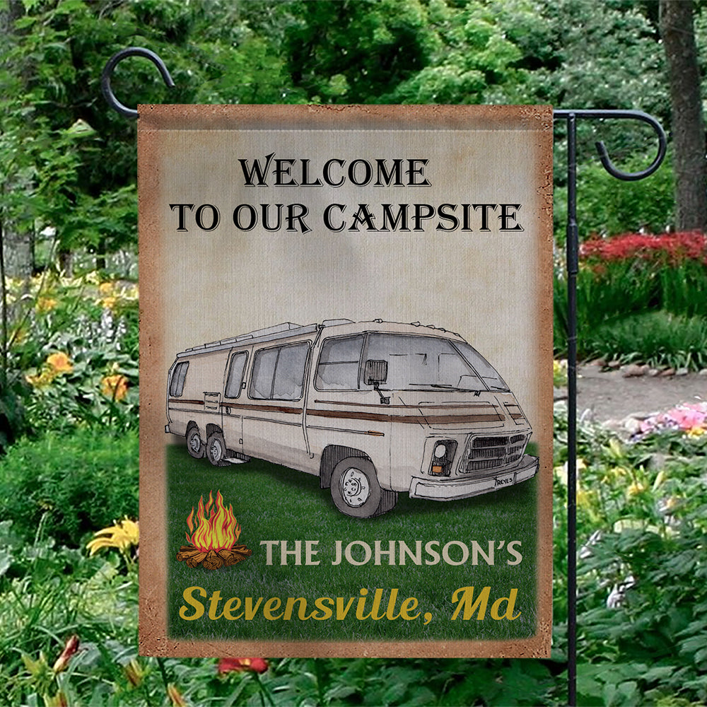 Making Memories On Campsite - Personalized Camping Garden Flag AD