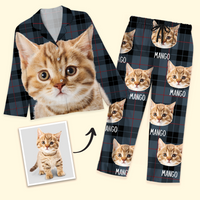 Thumbnail for Personalized Custom Face Dog Cat Winter Pattern Pajamas Set, Funny Gift For Pet Lovers AB