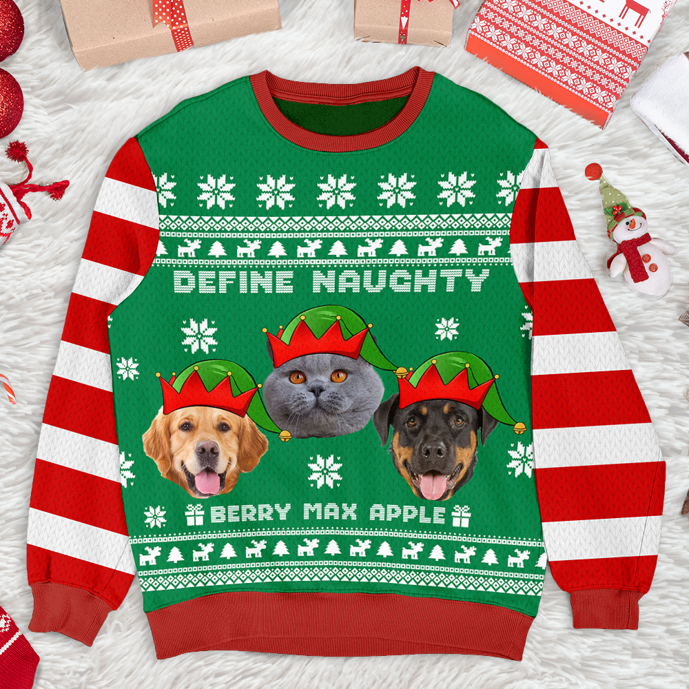 Define Naughty Photo Ugly Christmas Sweatshirt, Christmas Gift AB