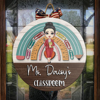 Thumbnail for Personalized Rainbown Teacher Wood Sign, DIY Gift For Back To School Z