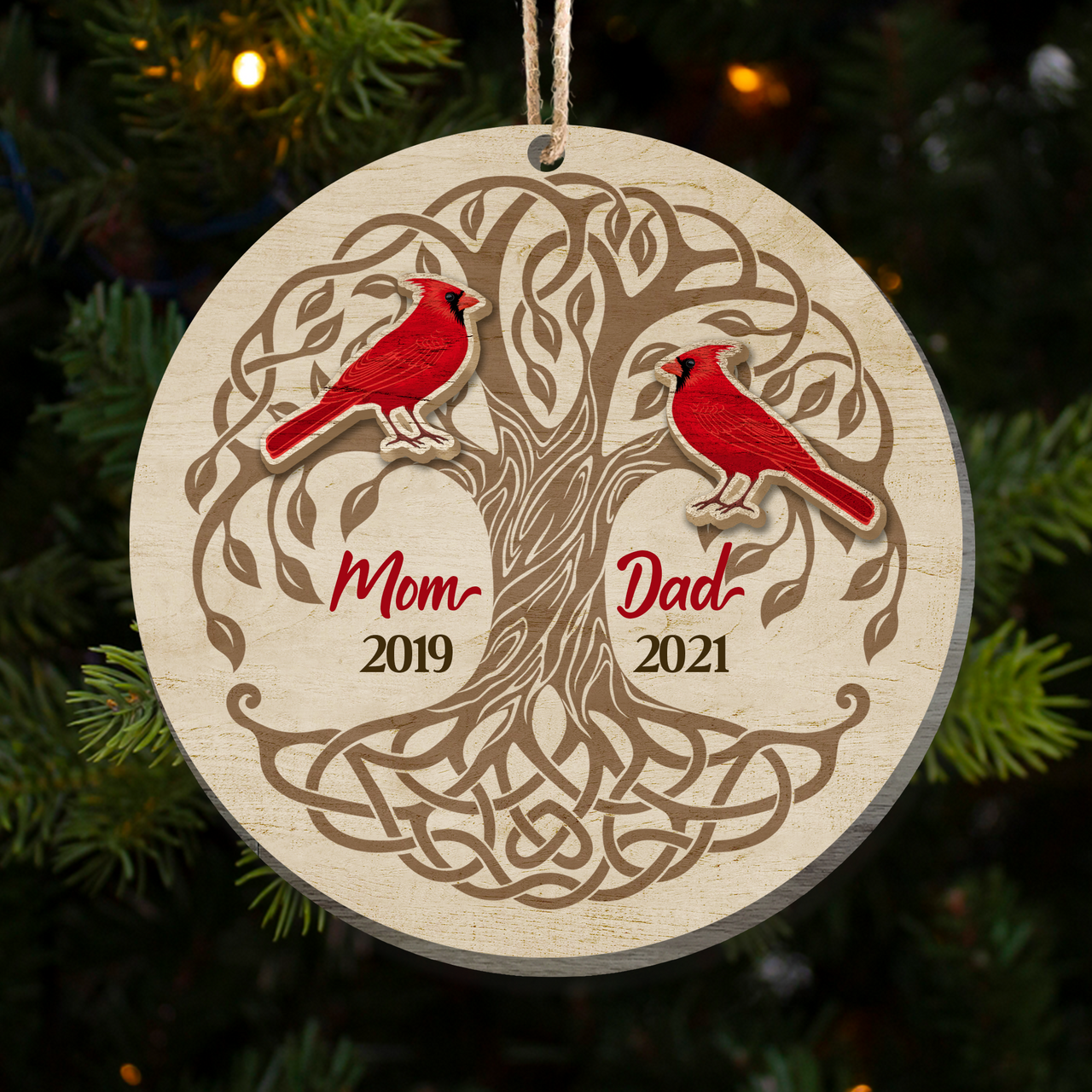 Personalized Memorial Christmas In Heaven Dad Mom Layered Wood Ornament AE