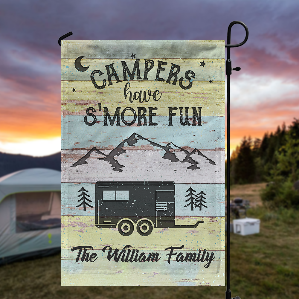 Custom Happy Campers Camping Garden Flag, Gift For Camper AD