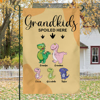 Thumbnail for Grandkids Spoiled Here- Funny Personalized Garden Dinosaur Flag AD