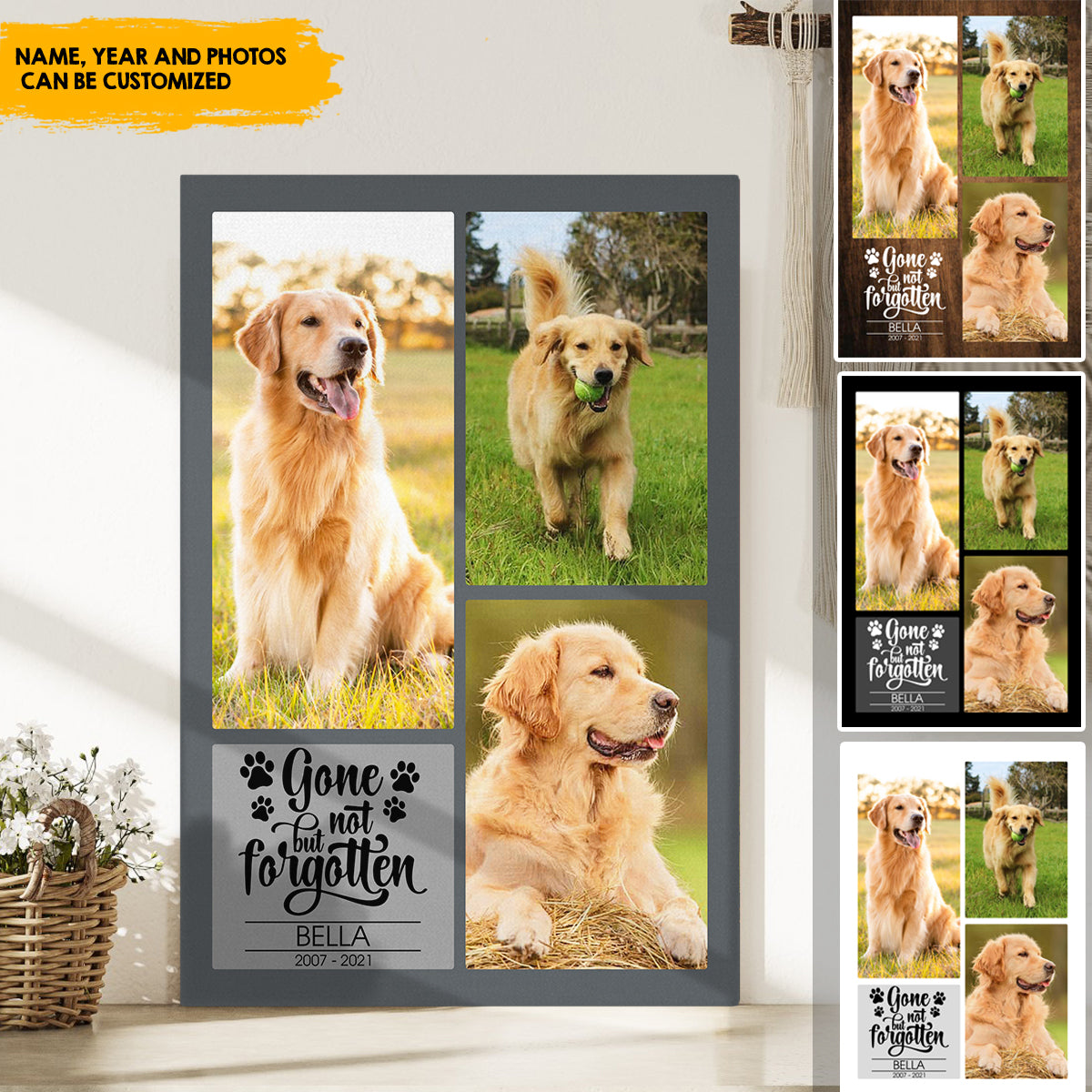 Gone But Not Forgotten - Personalized Pet Memorial Canvas AK