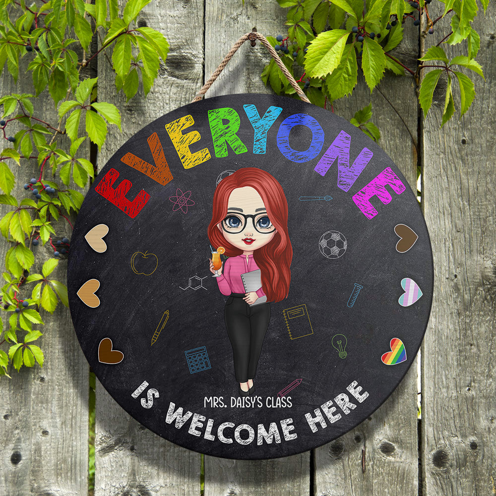 Everyone Is Welcome Here Teacher Door Sign, Classroom Decor Z