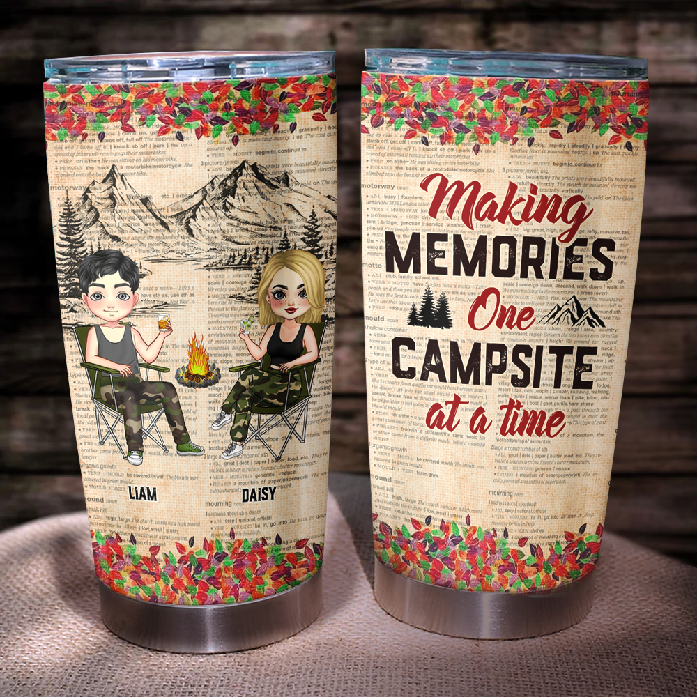 Personalized Making Memories At Campsite Steel Tumbler, Gift For Camping Couple AA