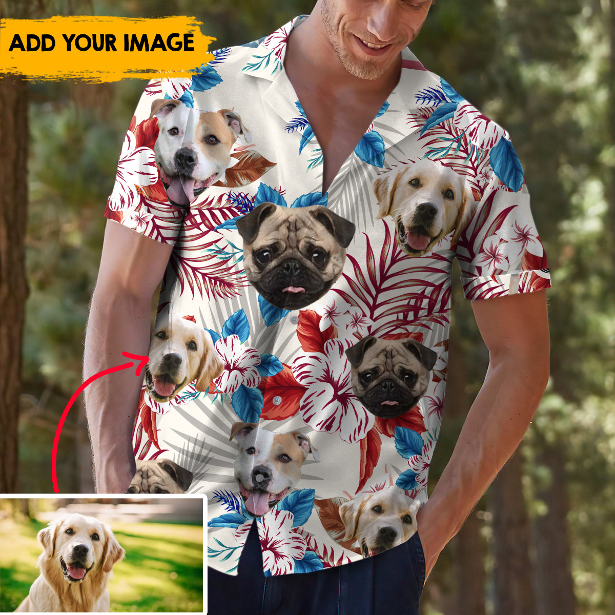 Flower Independence dog face - Hawaiian Shirt AI
