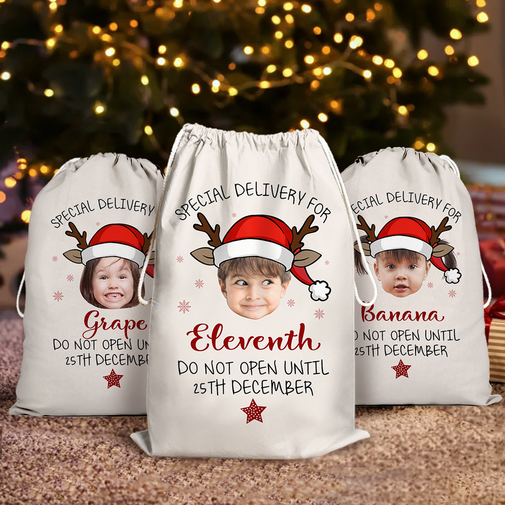 Custom Christmas Reindeer Photo Christmas Bag, Christmas Gift AB