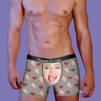 Thumbnail for Custom Funny Face Photo With Heart Men's Boxer Briefs, Valentine Gift Ideas For Him AI