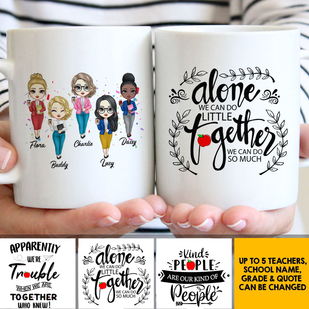 Doll Teacher Besties Trouble Together Personalized 2-sided Mug, Back To School Gift AO