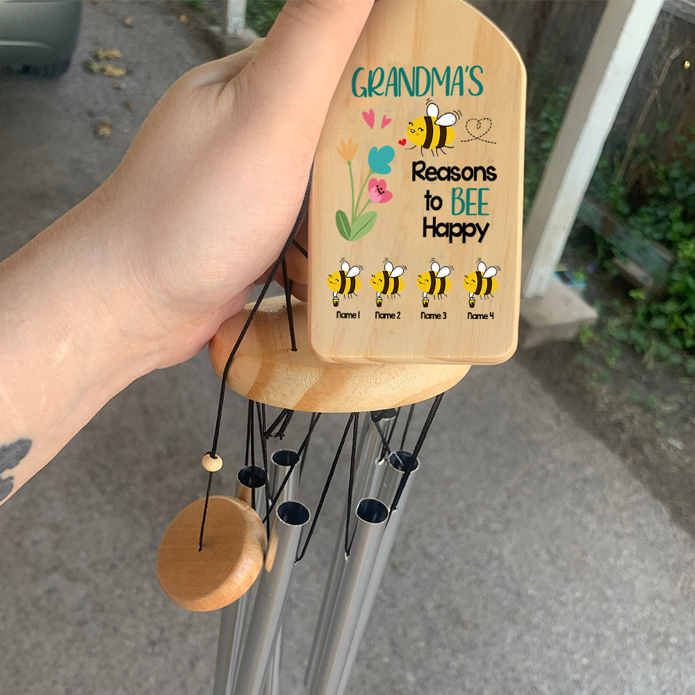 Personalized Reason To Bee Happy Wind Chime Mom Grandma, Gift For Grandma AZ