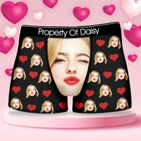 Thumbnail for Custom Funny Face Photo With Heart Men's Boxer Briefs, Valentine Gift Ideas For Him AI