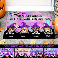 Thumbnail for Wicked Witch Hologram Halloween Dogs Doormat, Dog Lovers Gift AB