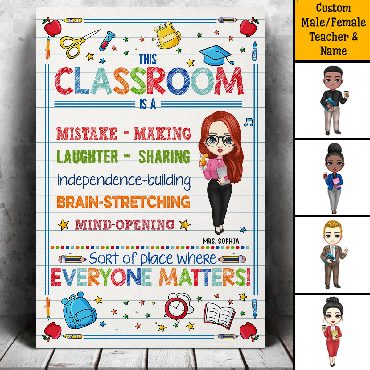 In This Class Everyone Matters Teacher Poster/Canvas, Classroom DIY Sign CustomCat