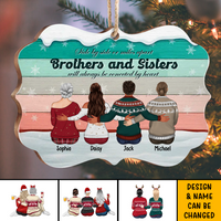 Thumbnail for Brothers & Sisters Will Always Connect By Heart Benelux Shaped Wood Christmas Ornament AE