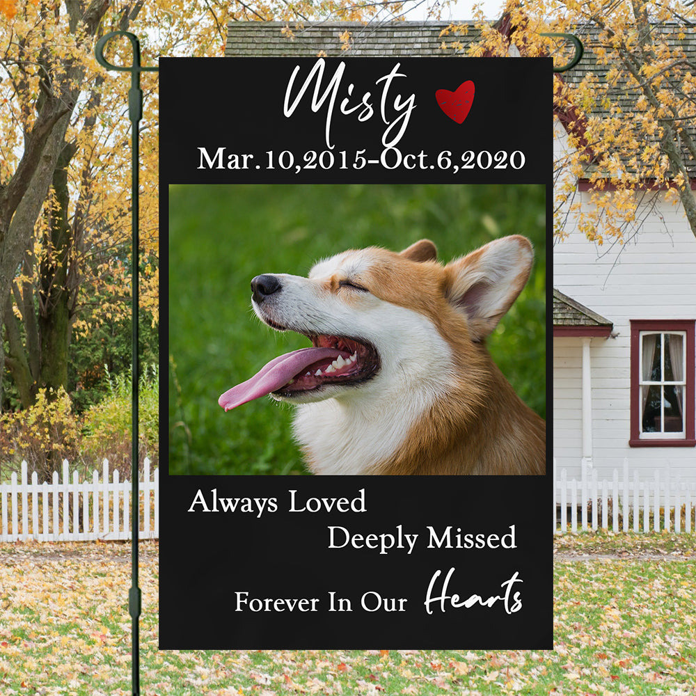 Gift For Loss Of A Pet-Forever In Our Hearts-Personalized Custom Pet Photo Memorial Garden Flag AD