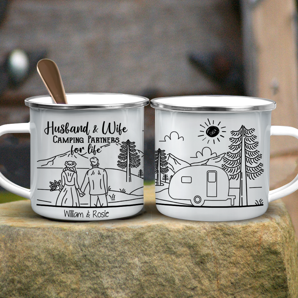 Custom Husband & Wife Campfire Mug, Gift For Camper, RV Camp AA
