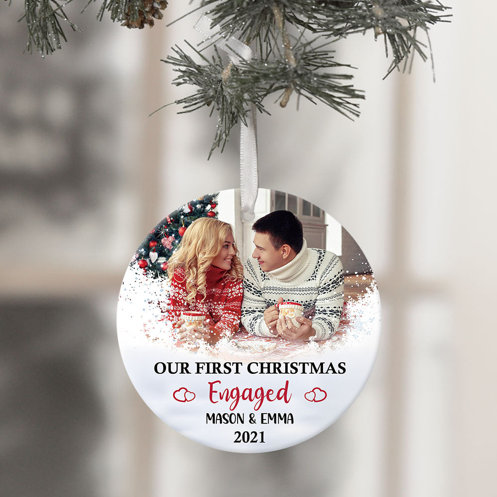 Our First Christmas Couple, Personalized Christmas Ornaments, Custom Photo Gift AE
