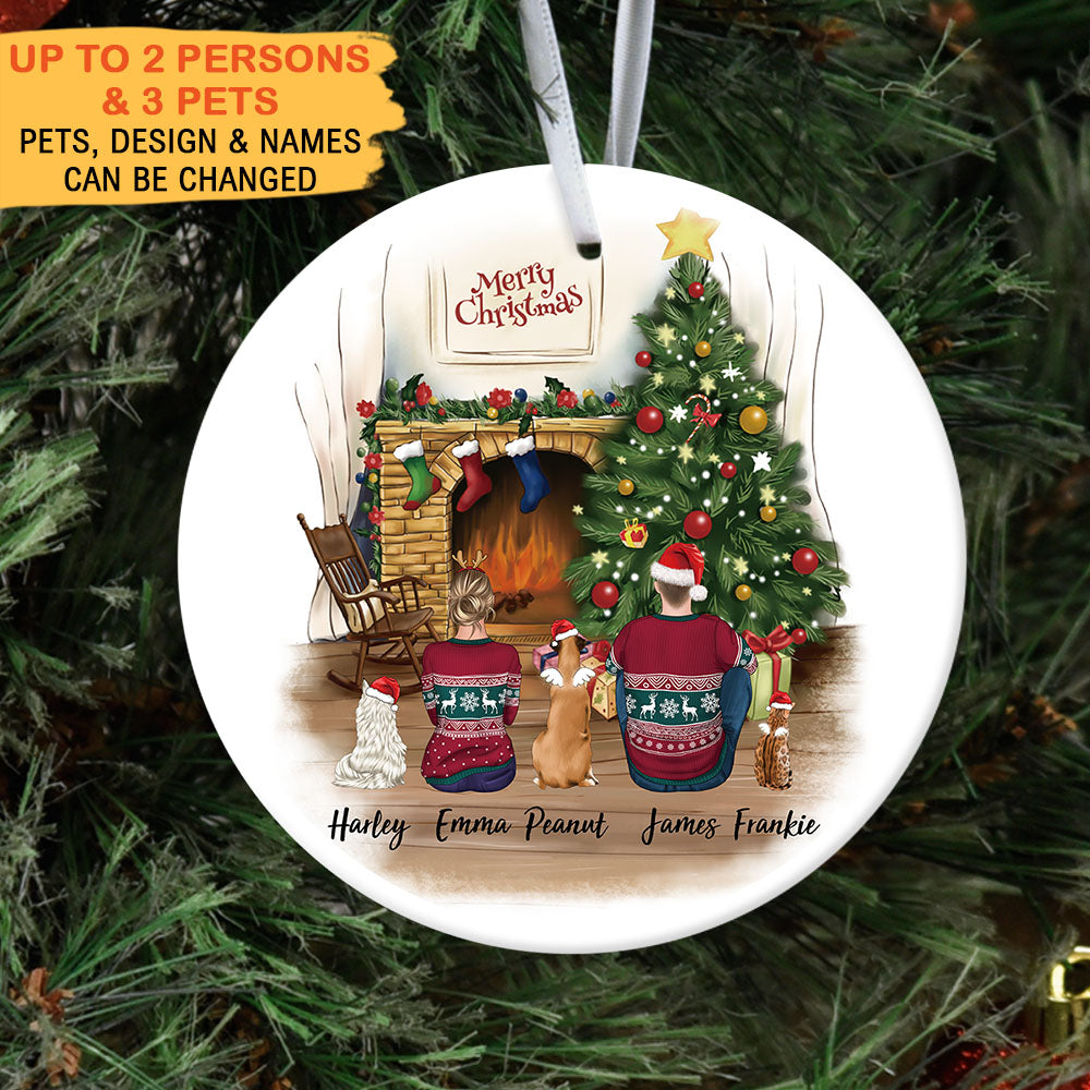 Personalized Christmas Ceramic Ornament Gifts For Pet Lovers -  Dog & Cat & Couple AE
