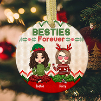 Thumbnail for Besties Friends Forever Christmas Personalized Ornament, Customized Holiday Ornament AE