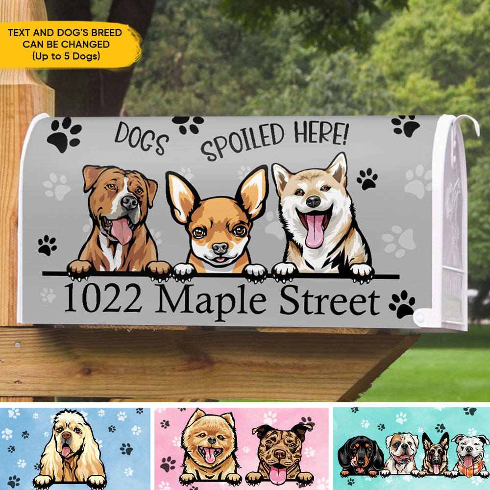 Dogs Spoiled Here House Address Magnetic Mailbox Cover, Personalized Mailbox Cover AF