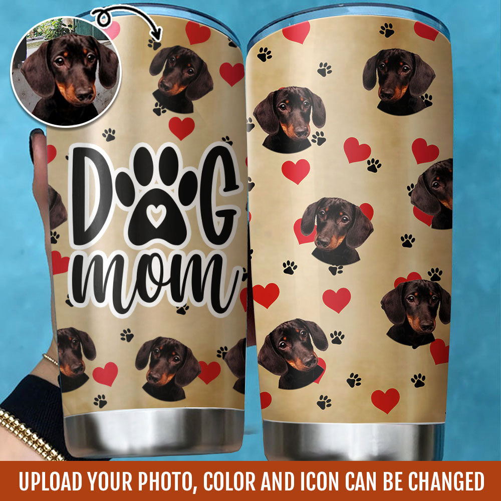 Dog Mom Dog Dad Photo Upload Tumbler, DIY Gift For Pet Lovers AA
