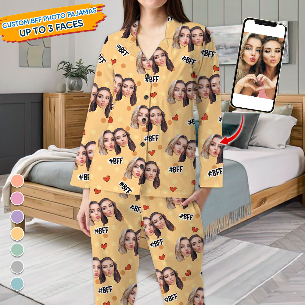 Custom Face Photo Besties Pajamas Set, Gift For Best Friends AB