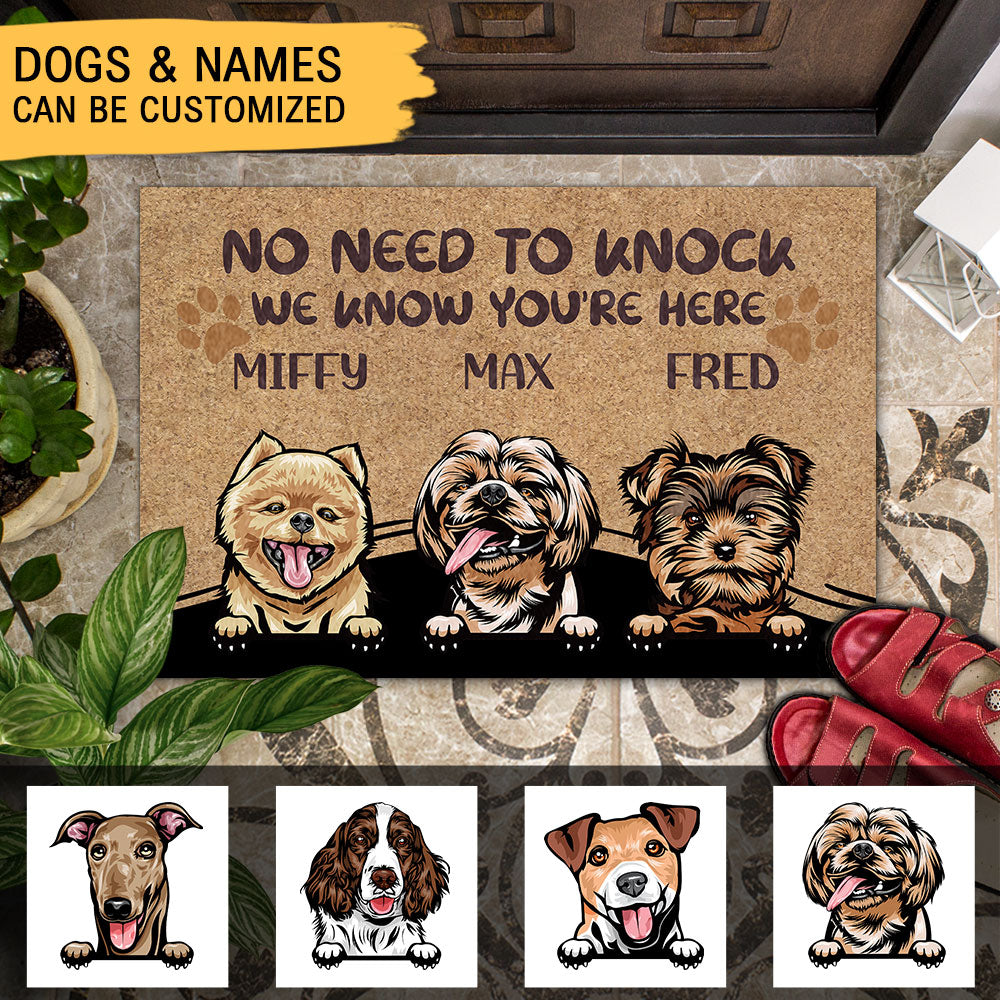 No Need to Knock We Know You're Here Funny, Personalized Dog Doormat AB