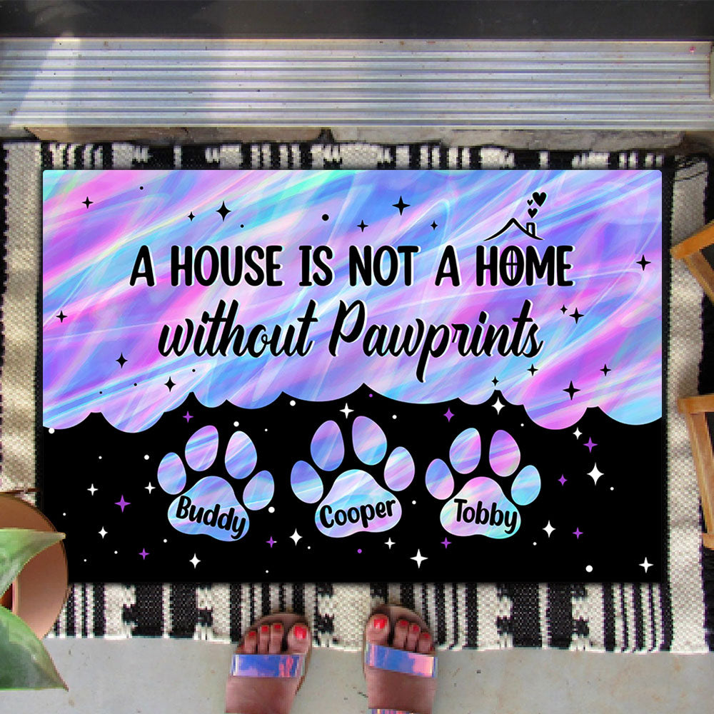 Hologram Pawprints Pets Personalized Doormat AB