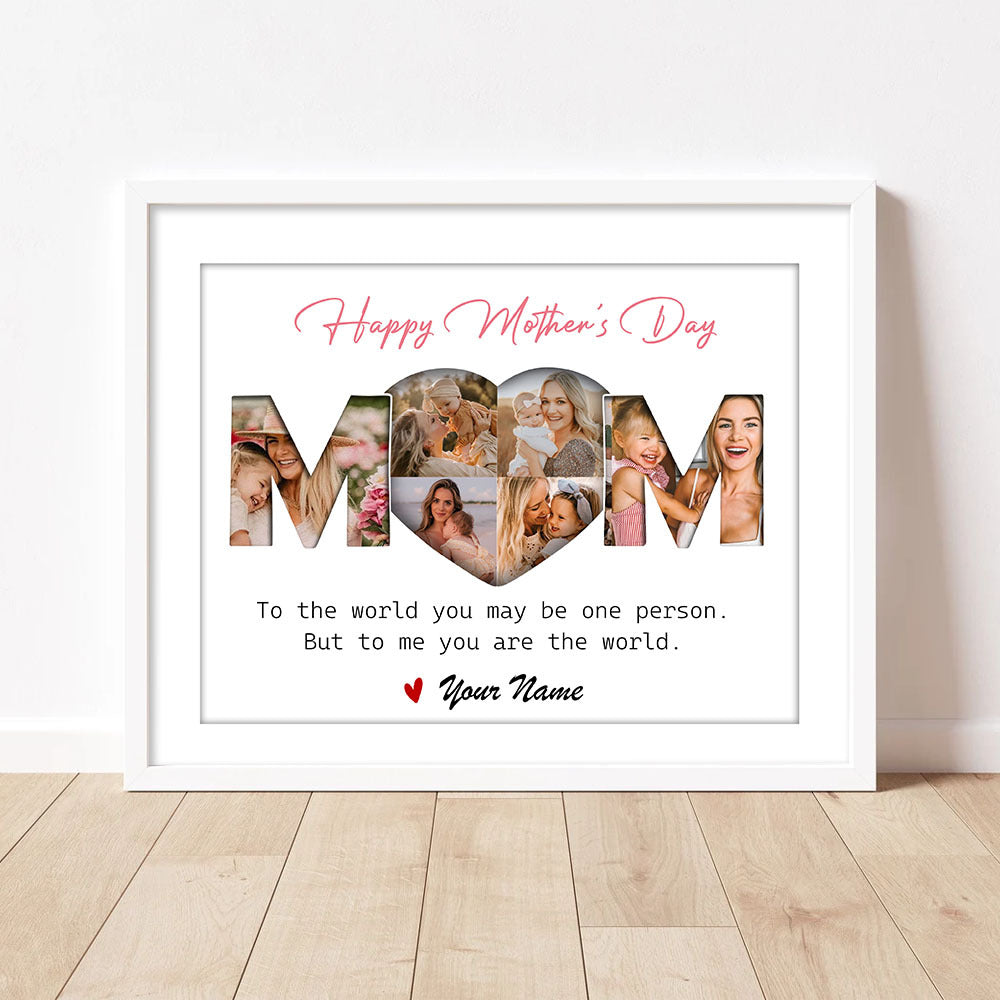 Custom Happy Mother's Day Mom Photo Collage Picture Frame, Gift For Mom/Grandma AA