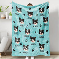 Thumbnail for Custom Pet Photo & Paws Fleece Blanket, Pet Lover Gift AB