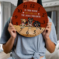 Thumbnail for Personalized In This House We Narrate The Dog Thoughts Wooden Wall Clock, Gift For Dog Lover AH