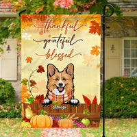 Thumbnail for Thankful Grateful Blessed Dog Cat Garden Flag, Thanksgiving Garden Flag AD