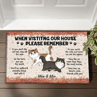 Thumbnail for Personalized Cat When Visiting Our House Please Remember House Doormat AB