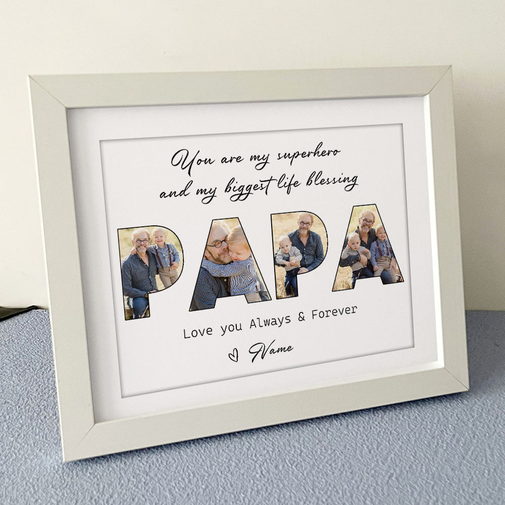 You Are My Superhero Papa Collage Photo Frame, Gift For Grandpa AA