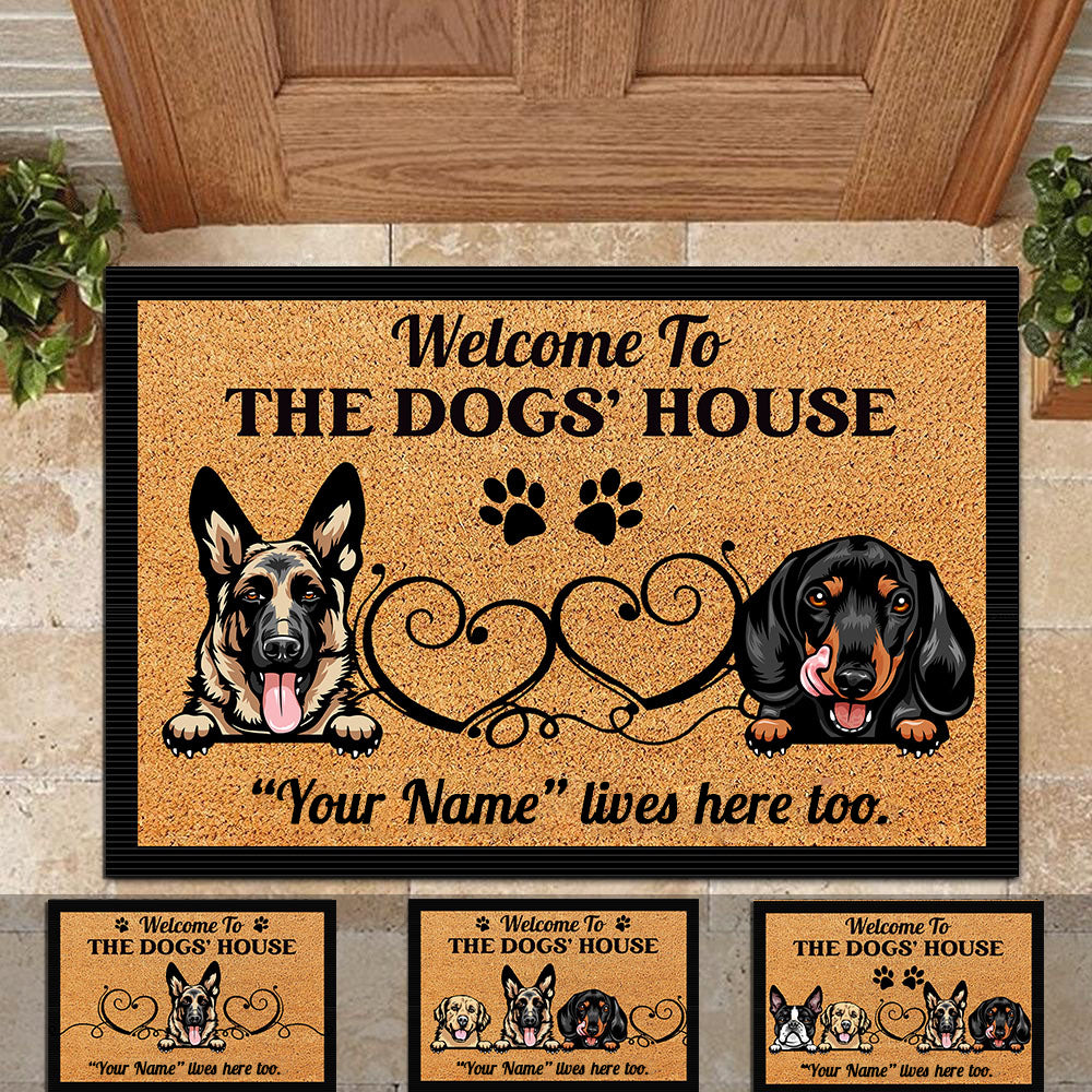 Welcome To Dog's House Doormat, Dog Lover Gift AB