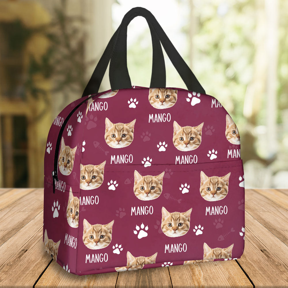 Custom Paws With Dog Cat Photo Lunch Bag, Pet Lover Gift AI
