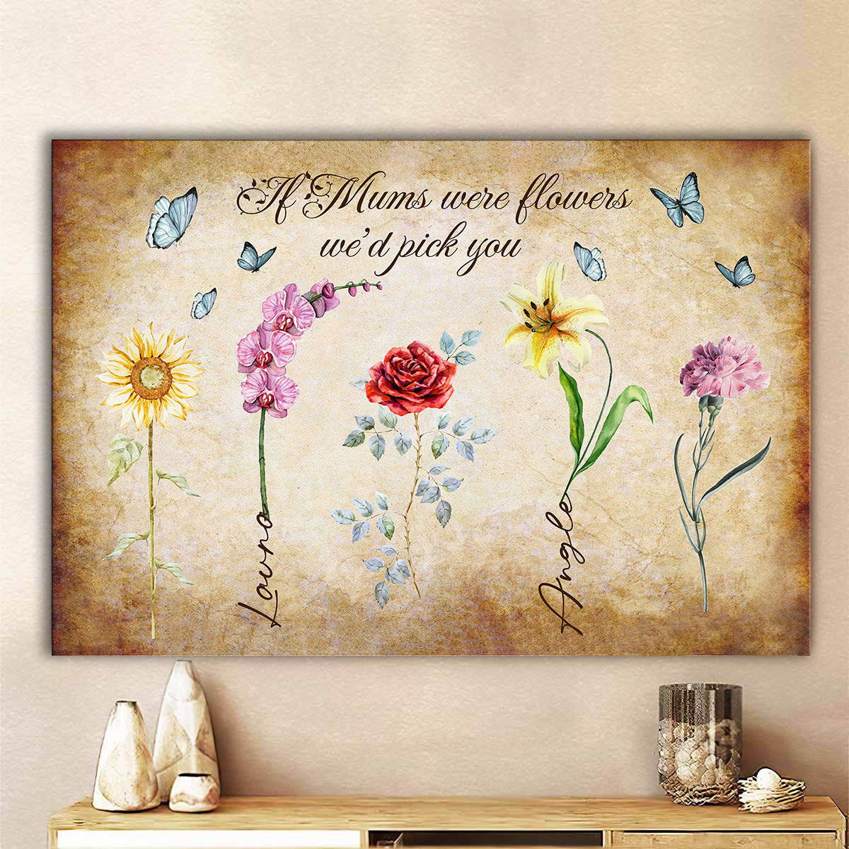 If Mums/Nanas Were Flowers We'd Pick You Canvas Wall Art AK