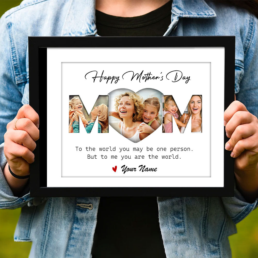 Custom Happy Mother's Day Mom Photo Collage Picture Frame, Gift For Mom/Grandma AA