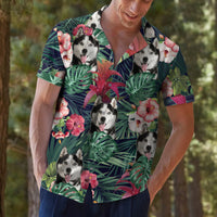 Thumbnail for Custom Pet Face Photo Green Hawaiian Shirt, Hibiscus x Red Ginger AI