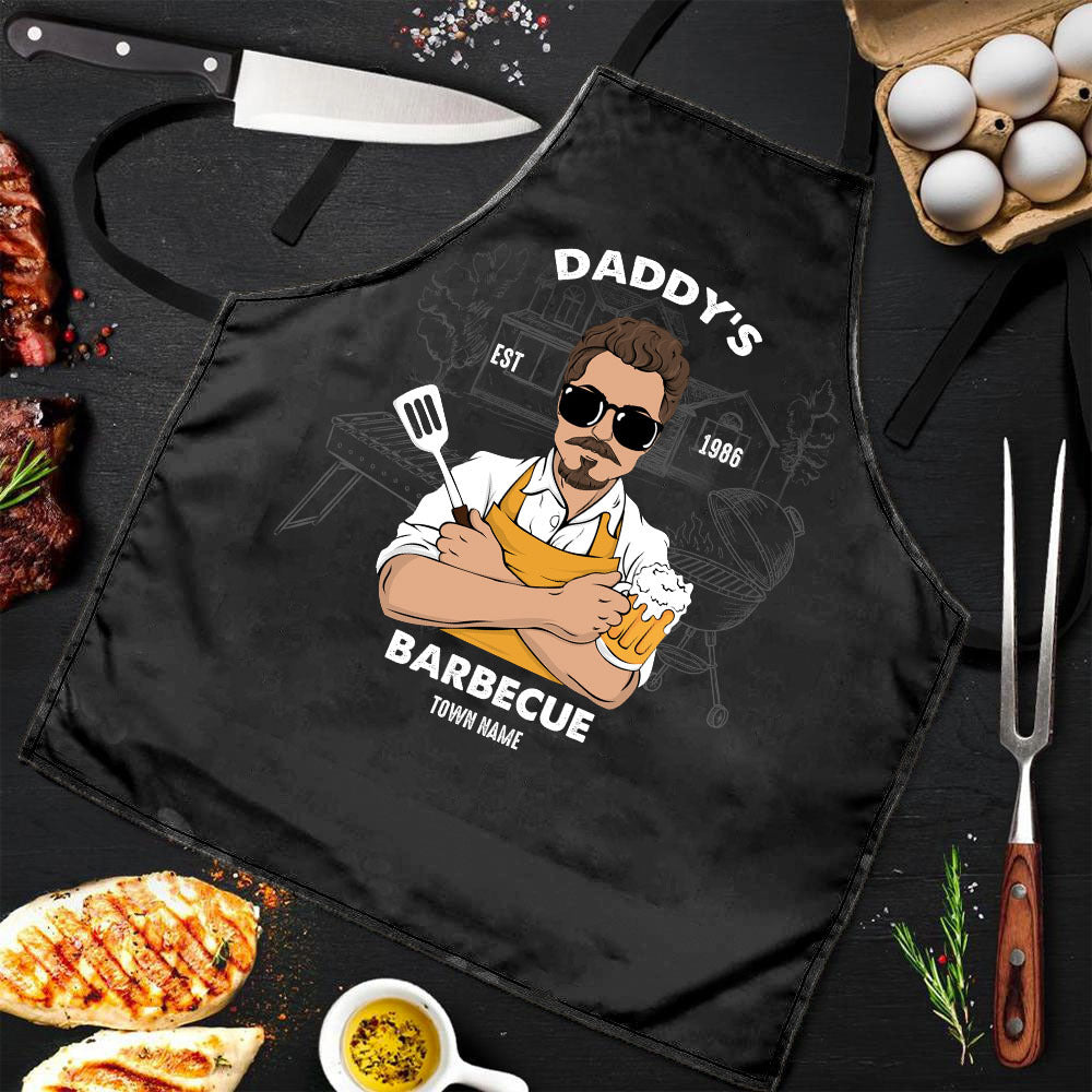 Daddy's Barbecue Apron, Gift For Dad, Custom Text & Clipart AI
