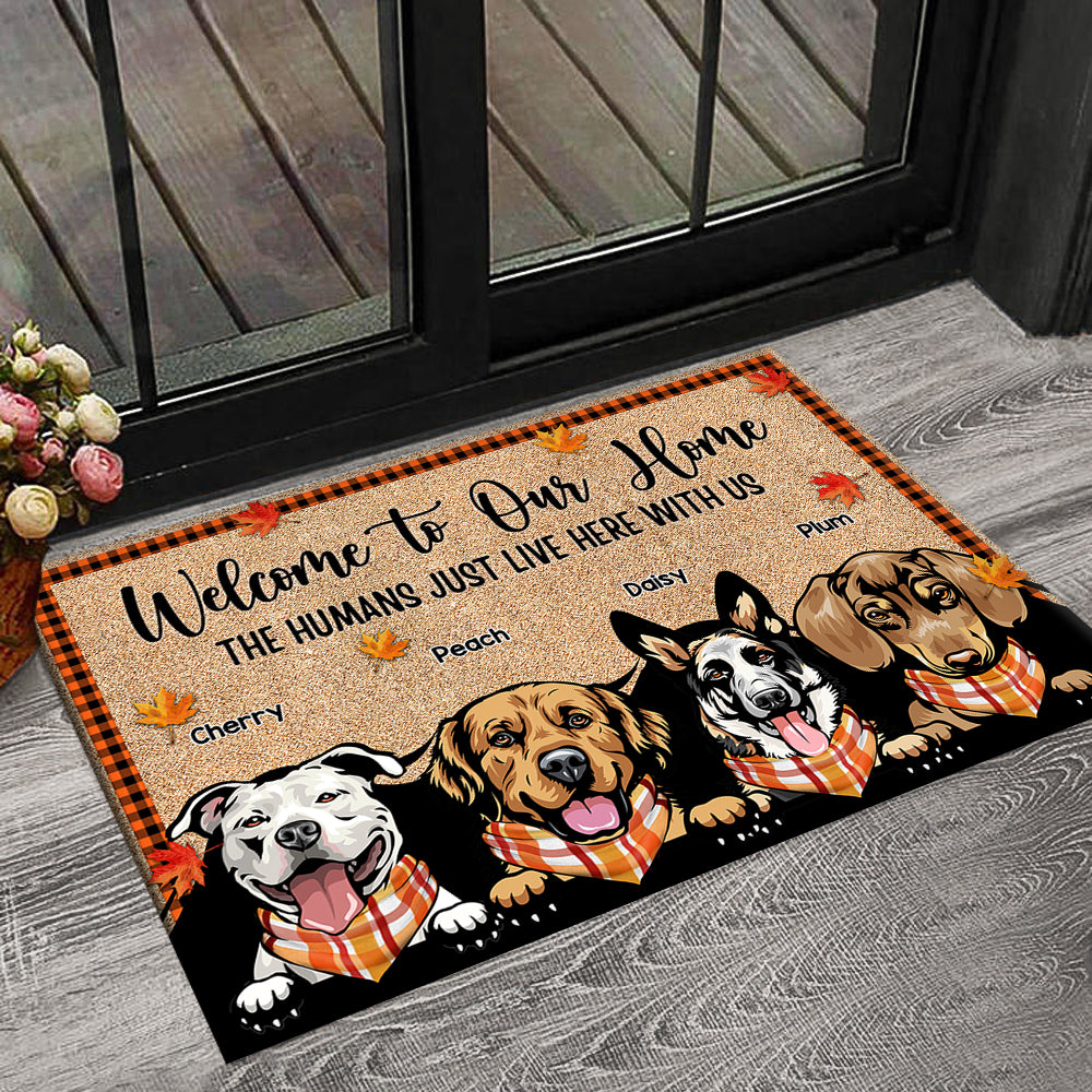 Personalized Welcome To Dog's House Doormat Fall Vibe, Dog Lover Gift AB