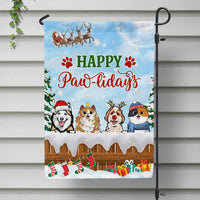 Thumbnail for Happy Pawlidays Dog Cat Garden Flag, Winter Flag, Christmas Gift For Pet Lovers AD