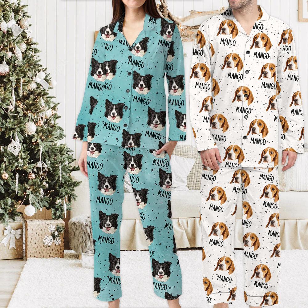 Custom Cookie Photo & Name Pajamas Set, Pet Lover Gift, Couple Gift AB