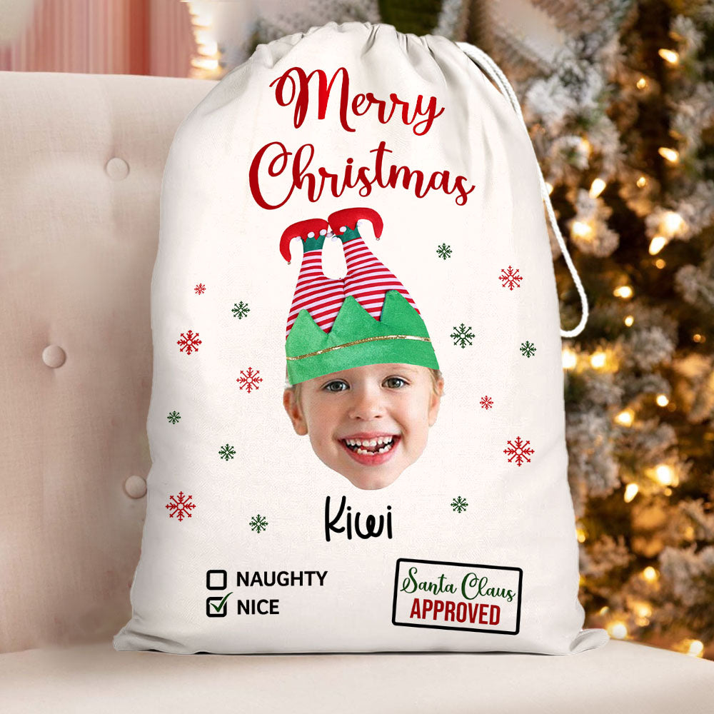 Personalized Face Photo Funny Trouser-Shaped Noel Hat Christmas Bag, Holiday Gift For Family AB